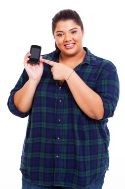 kilolu kadın gösteren akıllı telefon