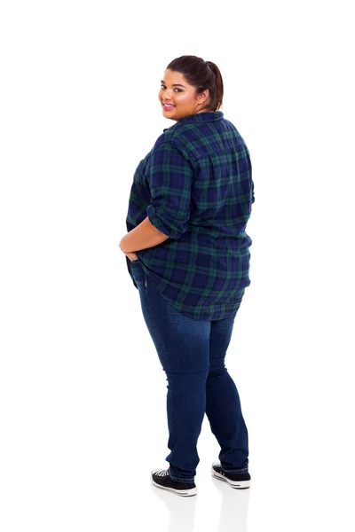 Plus size donna guardando indietro — Foto Stock