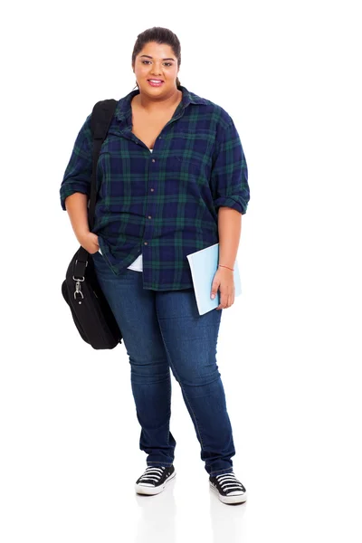 Femmina plus size studente universitario in piedi — Foto Stock