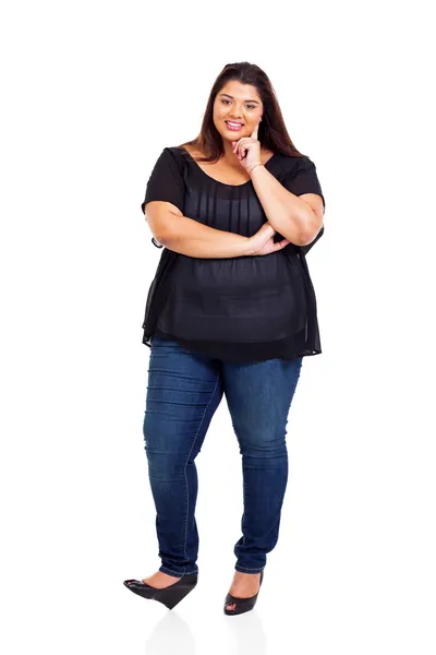 Linda menina adolescente com sobrepeso — Fotografia de Stock