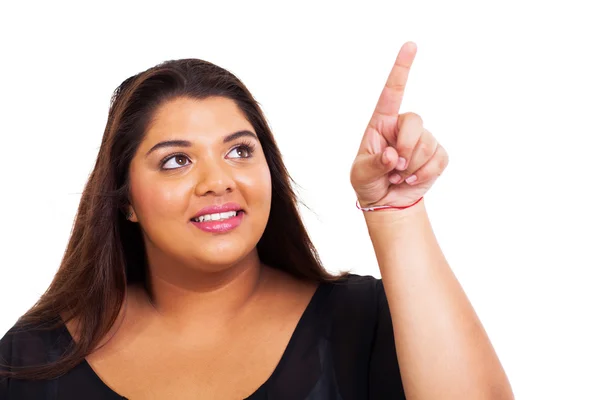 Overweight woman finger touching — Stock Photo, Image