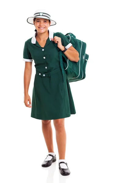 Middle school student bär ryggsäck — Stockfoto