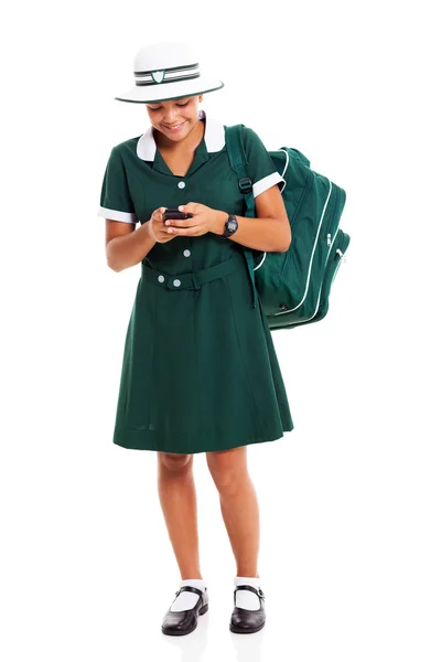 Chica de la escuela secundaria charlando en el teléfono celular —  Fotos de Stock