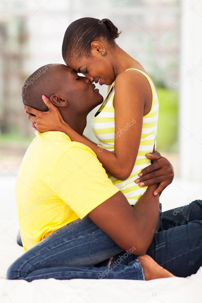 young african american couple kissing