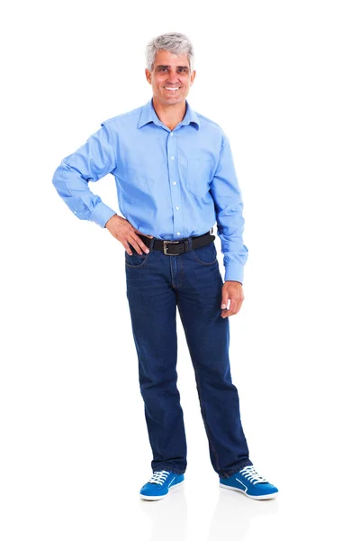 Happy middle aged man with hand on hip — Stock Photo, Image