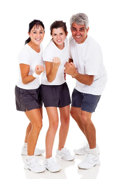 Famiglia sportiva su sfondo bianco — Foto Stock