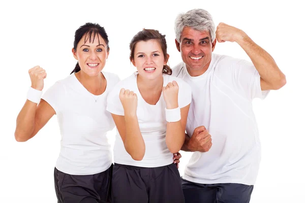 Familia deportista emocionada — Foto de Stock