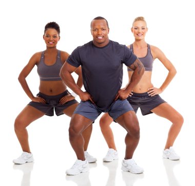 group of sporty exercising clipart