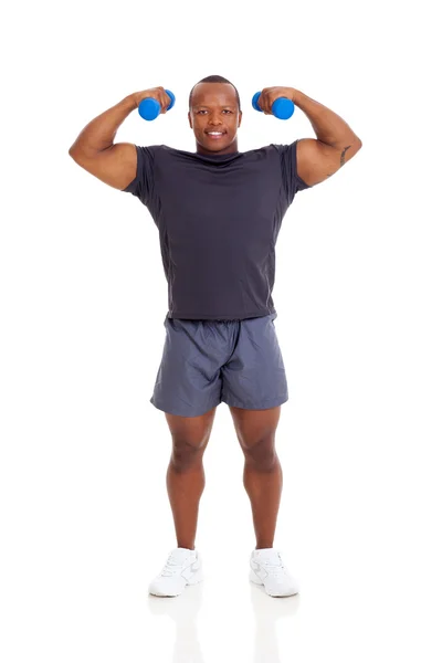 Afro americano muscular homem mostrando músculos — Fotografia de Stock