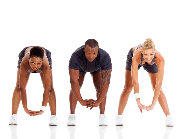 Group of three stretching — Stock Photo, Image