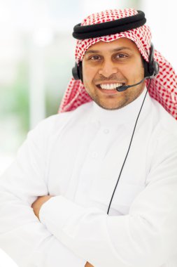 arabian call centre operator close up clipart