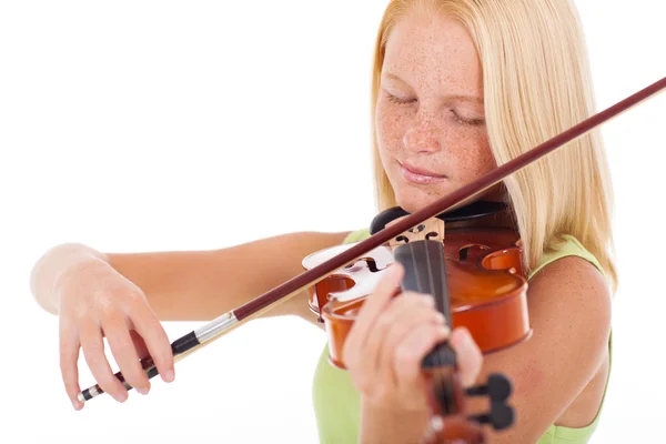 Preteen menina tocando violino — Fotografia de Stock