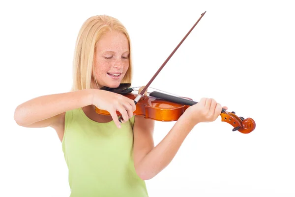 Preteen girl playing violin — Stock Photo, Image