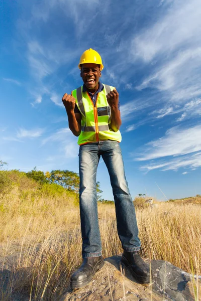 Excited construction worker — Stock Photo, Image