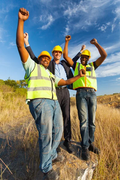 Erfolgreiche Bauarbeiter — Stockfoto