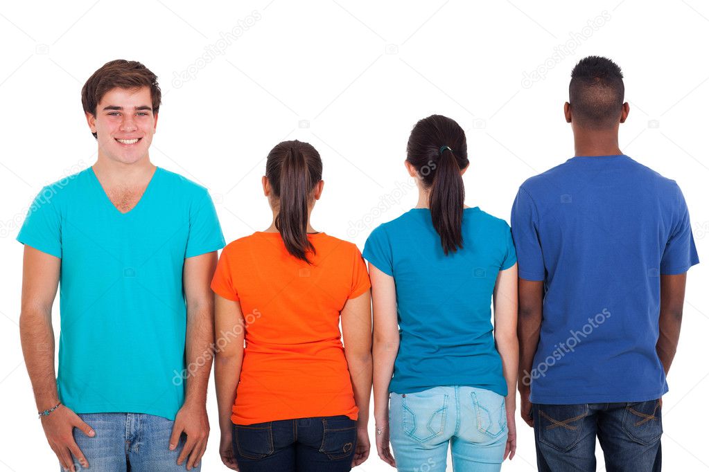 group of teens in a row