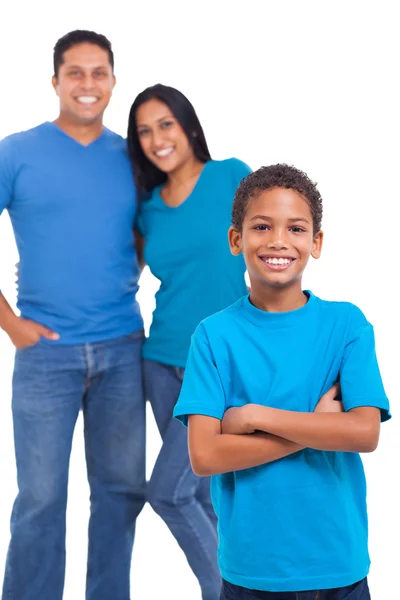 Young boy standing in front of parents Royalty Free Stock Images