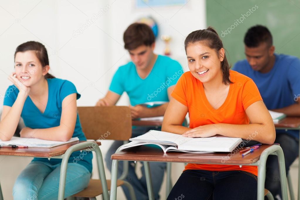 group of high school students in classroom