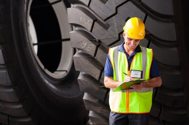 Ambar orta yaşlı nakliye işçisi