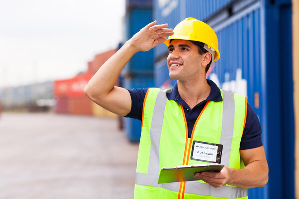 harbor warehouse worker at container yard