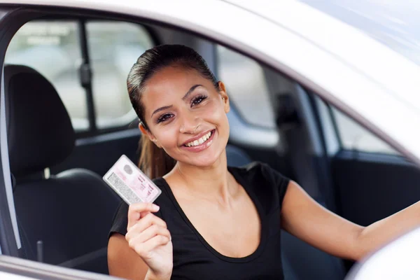 Young woman just got her driving licence — Stock Photo, Image