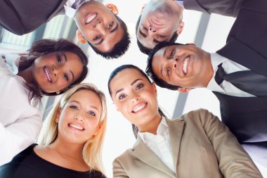 Group of business people looking down clipart