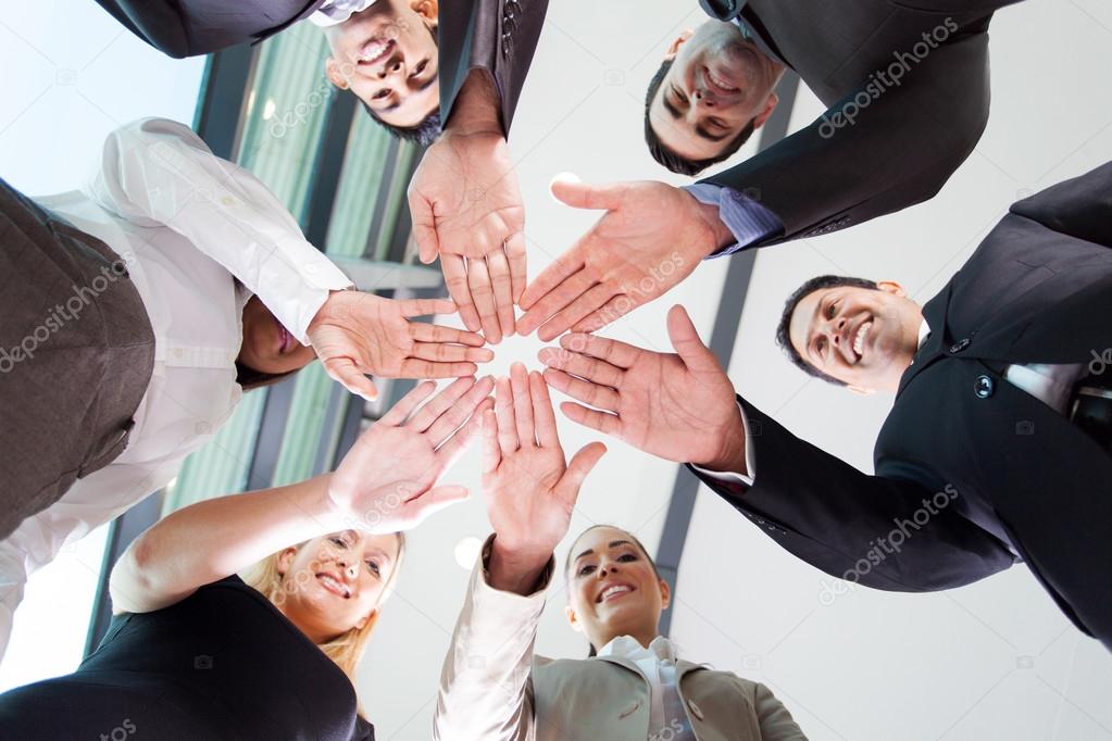 Business team hands together