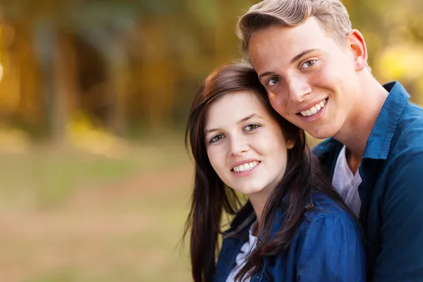 Beautiful teenage couple close up Stock Picture