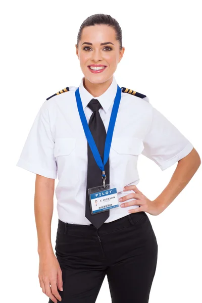 Kvinnliga flygbolag co-pilot — Stockfoto