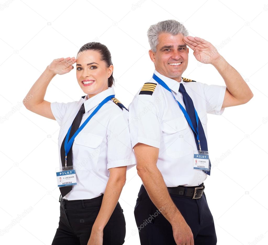 first officer and senior captain saluting