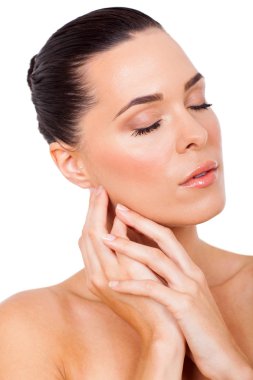 face of beautiful caucasian woman