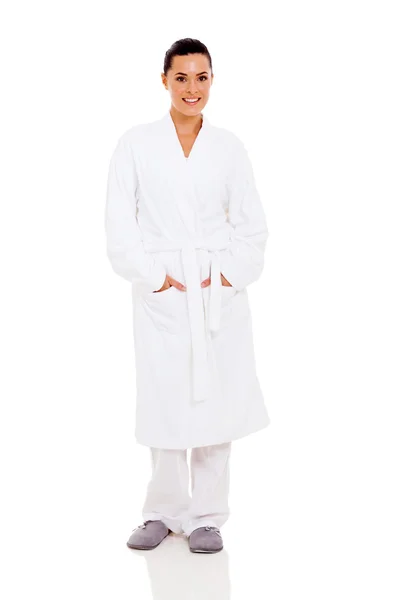 Young woman in bathrobe — Stock Photo, Image