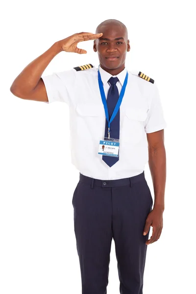 African pilot saluting — Stock Photo, Image