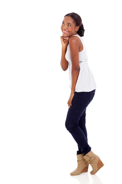 Casual african woman looking up — Stock Photo, Image