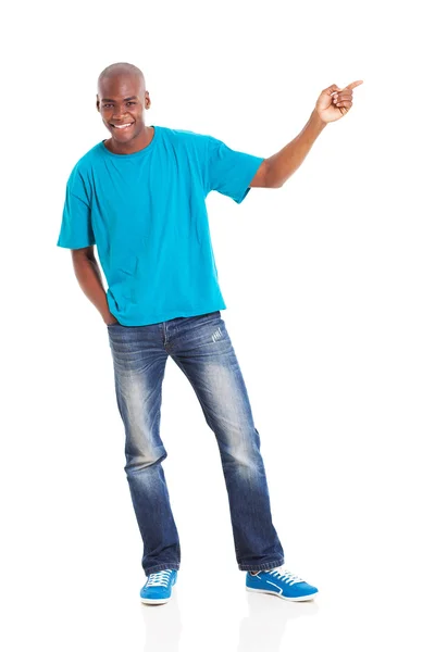 African man pointing at empty copy space — Stock Photo, Image