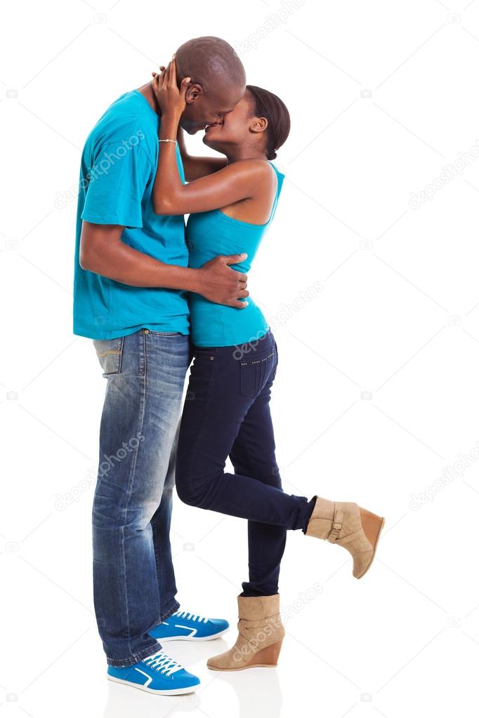 young afro american couple kissing