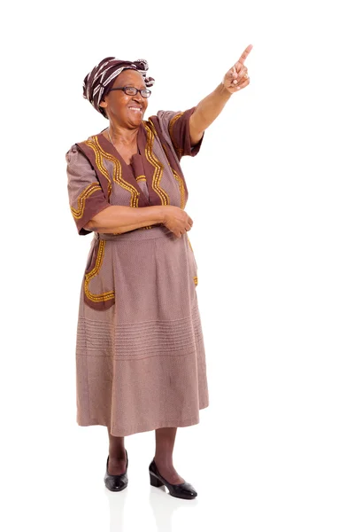 Senior african woman pointing — Stock Photo, Image