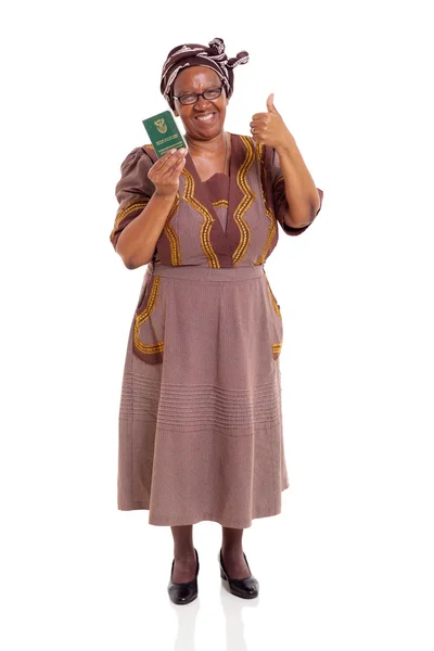 South african mature woman holding ID book — Stock Photo, Image