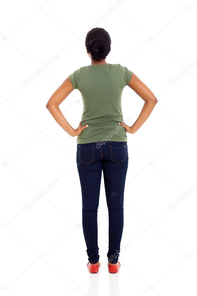 rear view of young african american woman