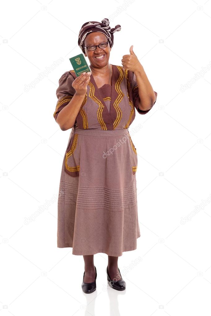 South african mature woman holding ID book