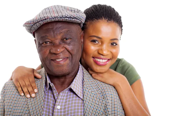 Figlia africana e padre anziano da vicino — Foto Stock
