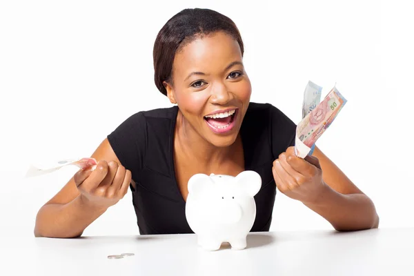 African woman with money — Stock Photo, Image