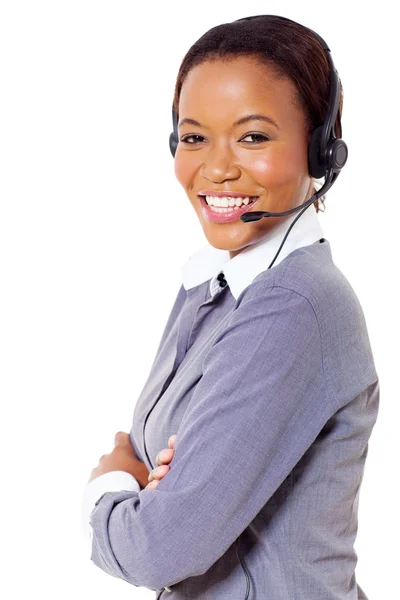 Operador de call center de negócios africano — Fotografia de Stock