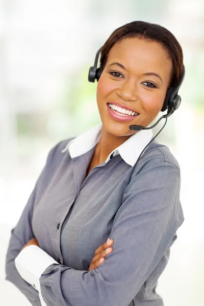 Afro american business call center operator — Stock Photo, Image