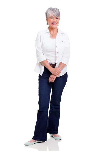 Senior woman posing on white background — Stock Photo, Image