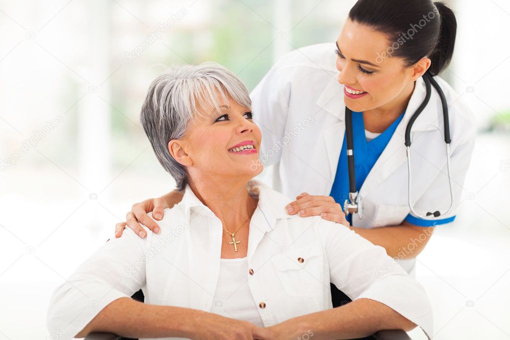 caring doctor with senior patient
