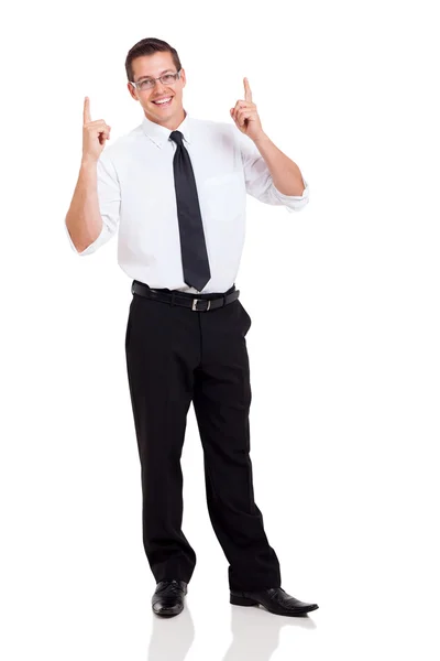 Businessman pointing up Stock Image
