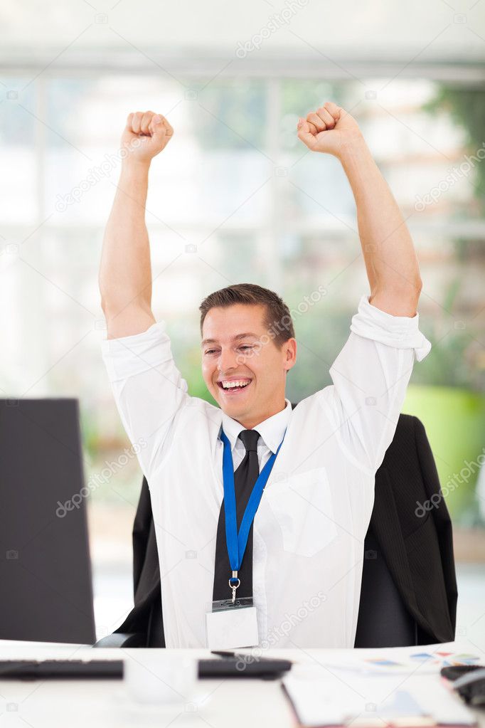 excited young businessman