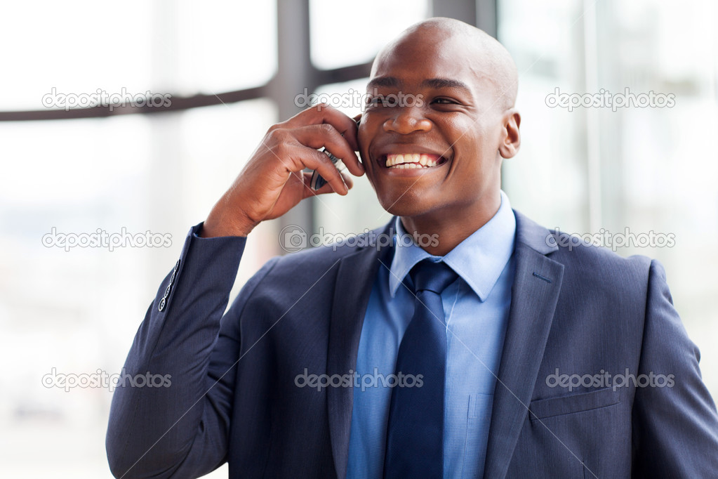 African american business executive talking on cellphone