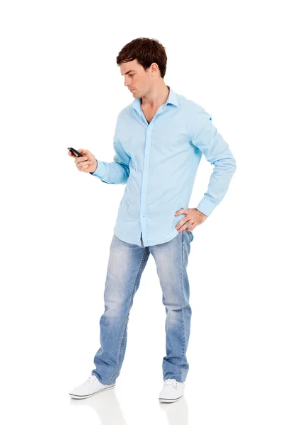 Mann benutzt sein Smartphone — Stockfoto